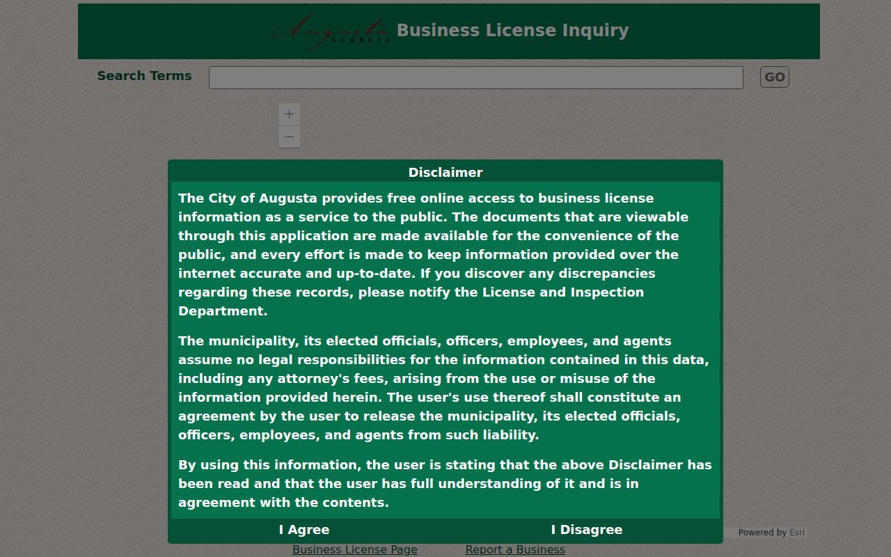 Augusta people directories business license inquiry