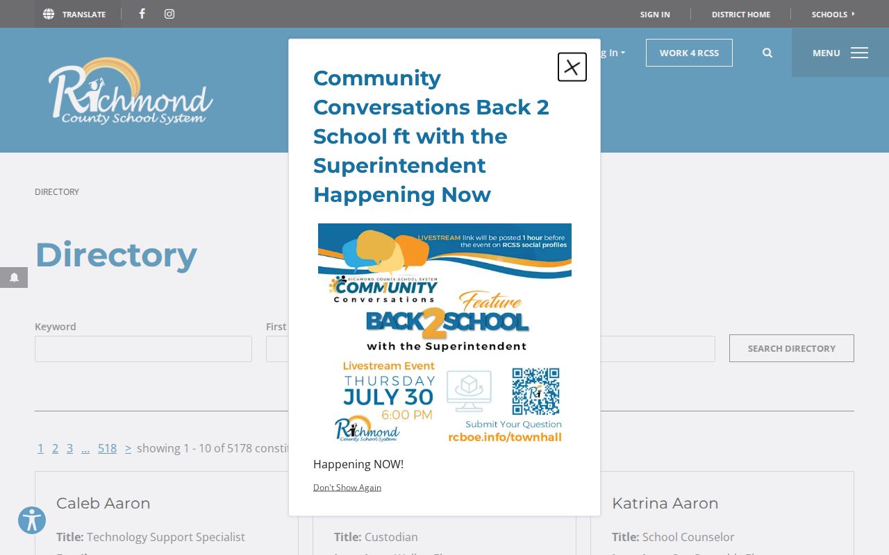 Augusta people directories Richmond County schools search